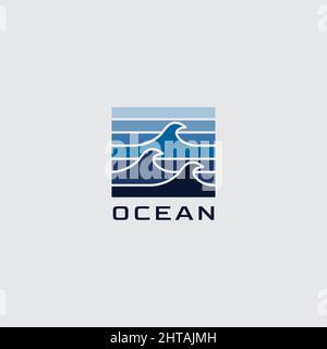 Modèle vectoriel d'inspiration avec logo Ocean Sea Wave Illustration de Vecteur