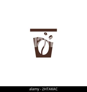 Symbole du logo de la tasse à café, modèle vectoriel d'illustration de la compagnie de boissons. Design emblématique des boissons au café frais Illustration de Vecteur