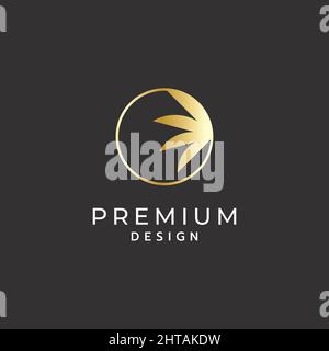 Modèle de vecteur d'inspiration pour le logo Palm Tree Premium. Illustration de l'icône de la feuille de palmier Illustration de Vecteur