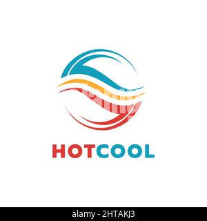 Modèle vectoriel d'illustration avec logo « Hot and Cool ». Inspiration du symbole de climatisation Illustration de Vecteur