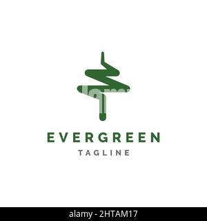 Modèle vectoriel d'illustration de la conception du logo en pin Evergreen Illustration de Vecteur