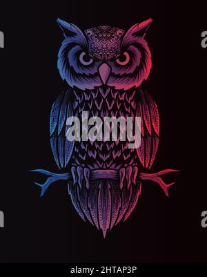 illustration vecteur hibou oiseau dégradé couleur Illustration de Vecteur