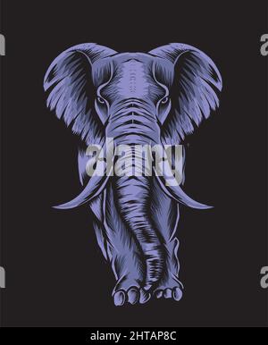 illustration éléphant adulte sur fond noir Illustration de Vecteur