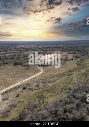 Vue aérienne du magnifique parc national d'El Palmar en Argentine Banque D'Images