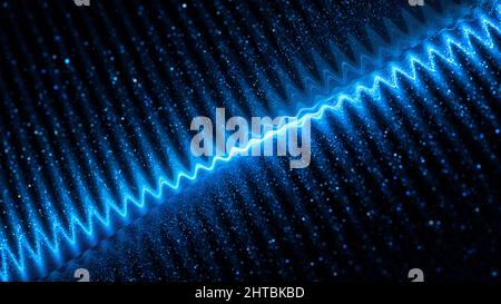 Signal lumineux bleu dans l'espace profond, arrière-plan abstrait généré par ordinateur, rendu 3D Banque D'Images