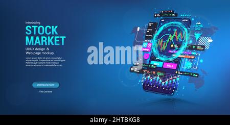 Téléphone avec application pour le marché boursier comme forex Illustration de Vecteur