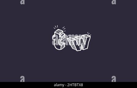 Lettres de l'alphabet initiales Monogram logo TW, WT, T et W. Illustration de Vecteur