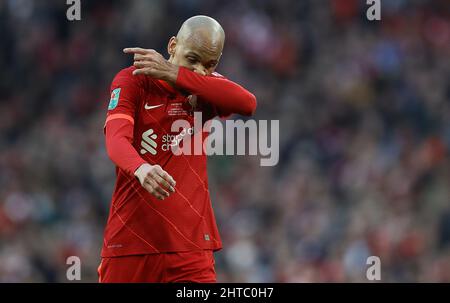 Londres, Angleterre, le 27th février 2022. Fabinho de Liverpool pendant le match de la Carabao Cup au stade Wembley, Londres. Crédit photo à lire: Paul Terry / Sportimage crédit: Sportimage / Alay Live News Banque D'Images