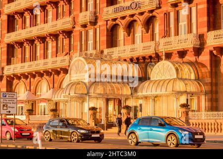 13 janvier 2022 : Brighton, East Sussex, Royaume-Uni - Brighton Metropole Hilton Hotel, sur le front de mer de Brighton. Banque D'Images