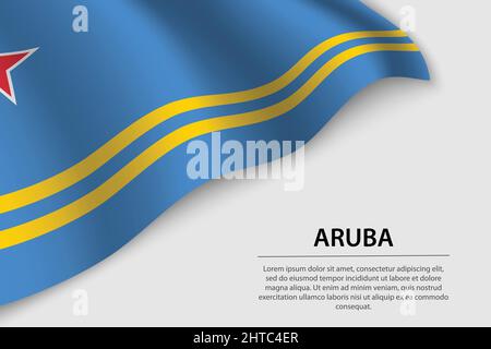 Drapeau d'Aruba sur fond blanc. Modèle de bannière ou de ruban vectoriel pour le jour d'indépendance Illustration de Vecteur