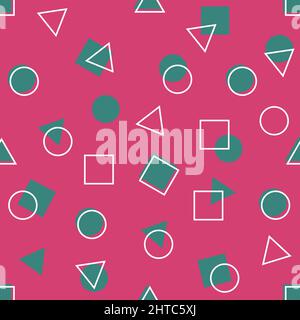 motif sans couture sur fond rose carrés cercles triangles Illustration de Vecteur