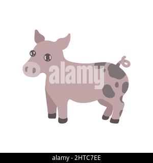 Animaux de la ferme de porc de dessin animé Illustration de Vecteur