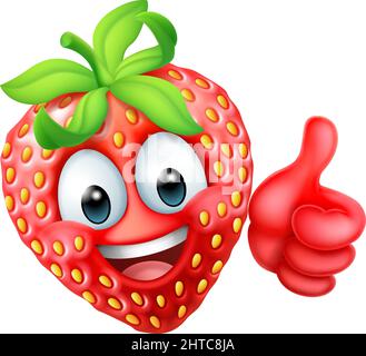 Mascotte aux fraises, icône Emoticon Emoji Mascot Illustration de Vecteur