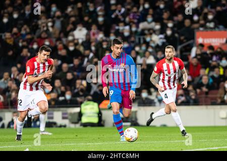 Ferran Torres du FC Barcelone lors du championnat d'Espagne, le match de football de la Liga entre le FC Barcelone et le Club Athlétique le 27 février 2022 au stade Camp Nou à Barcelone, Espagne - photo: Marc Graupera Aoma/DPPI/LiveMedia Banque D'Images