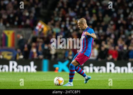 Dani Alves du FC Barcelone lors du championnat d'Espagne, le match de football de la Liga entre le FC Barcelone et le Club Athlétique le 27 février 2022 au stade Camp Nou à Barcelone, Espagne - photo: Marc Greypera Aloma/DPPI/LiveMedia Banque D'Images