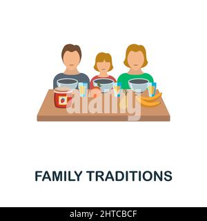 L'icône plate traditions familiales. Affiche à éléments de couleur de la collection familiale. Affiche d'icône Flat Family traditions pour la conception de sites Web, les infographies et bien plus encore. Illustration de Vecteur