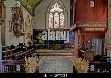 L'intérieur de St James, une belle église du 13th siècle dans le style anglais ancien, Kinnersley, Herefordshire, Royaume-Uni Banque D'Images