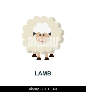 Icône de plat d'agneau. Panneau d'élément de couleur de la collection d'animaux de ferme. Affiche plate Lamb Icon pour la conception de sites Web, les infographies et bien plus encore. Illustration de Vecteur