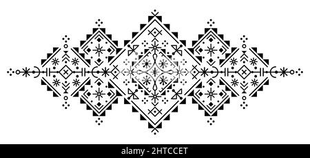 Ensemble de motifs géométriques aux lignes de style scandinave, motif géométrique, style islandais, collection de motifs noirs et blancs inspirés des runes viking Illustration de Vecteur