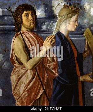 Saint Jean-Baptiste et Sainte Catherine d'Alexandrie (du Cornalba Polyptych), c. 1496. Trouvé dans la Collection de l'Accademia Carrara, Bergame. Banque D'Images