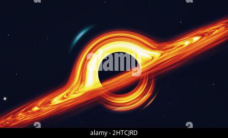 3D rendu d'un trou noir dans un espace profond Banque D'Images
