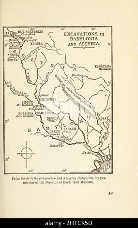 Carte des fouilles de Babylonia et d'Assyrie du livre « mythes et légendes de Babylonia et d'Assyria » de Lewis Spence, publié Londres : Harrap 1916 Banque D'Images