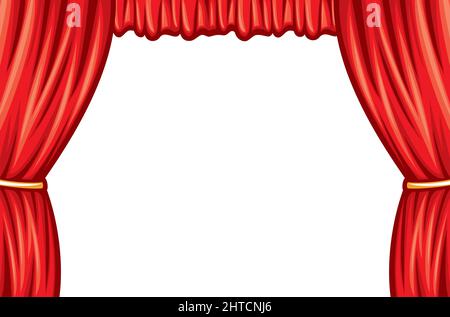 Rideau de théâtre rouge à l'illustration vectorielle de la scène de théâtre Illustration de Vecteur