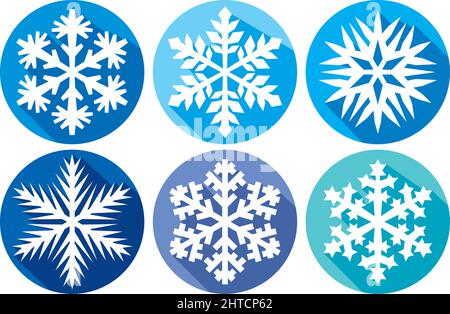 Illustration vectorielle de collection d'icônes plates de flocons de neige Illustration de Vecteur