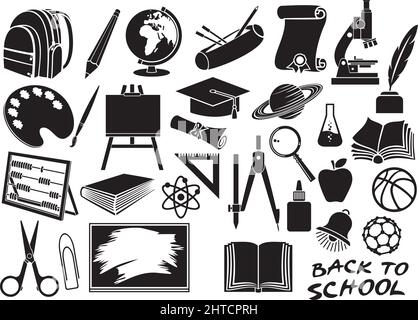 Les icônes scolaires définissent l'illustration vectorielle Illustration de Vecteur