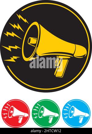 Illustration vectorielle de l'icône du mégaphone (bouton de la corne de brume) Illustration de Vecteur