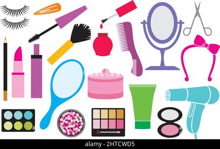 Illustration vectorielle de la collection de maquillage (ensemble de produits cosmétiques) Illustration de Vecteur