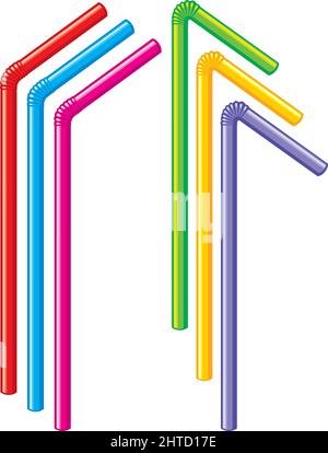 Illustration vectorielle de pailles à boire colorées Illustration de Vecteur