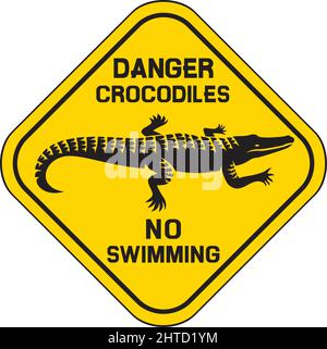 Danger crocodiles pas d'illustration de vecteur de signe de natation Illustration de Vecteur