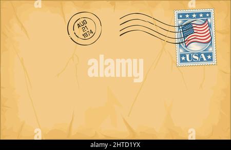 Ancienne enveloppe d'affranchissement avec illustration vectorielle de timbre Illustration de Vecteur