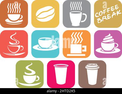 Ensemble vectoriel de symboles plats à motif café Illustration de Vecteur