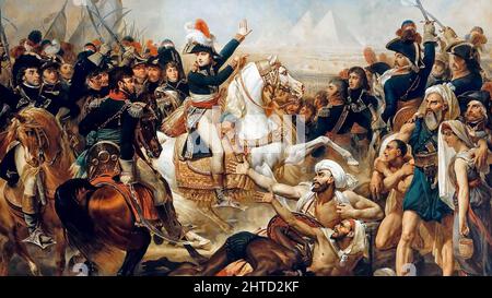 LA BATAILLE DES PYRAMIDES 21 JUILLET 1798. Un tableau de 1810 du baron Antoine-Jean gros montrant Napoléon vaincre les Mamluks Banque D'Images