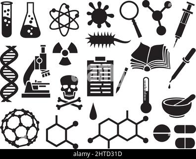 Les icônes chimiques définissent l'illustration vectorielle Illustration de Vecteur
