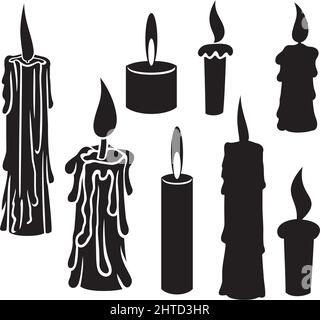 Illustration vectorielle de l'ensemble de bougies allumées Illustration de Vecteur