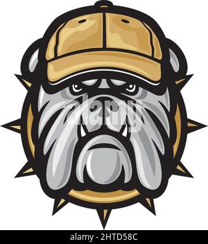 Illustration vectorielle de la tête de bouteur en colère et de la casquette de baseball Illustration de Vecteur