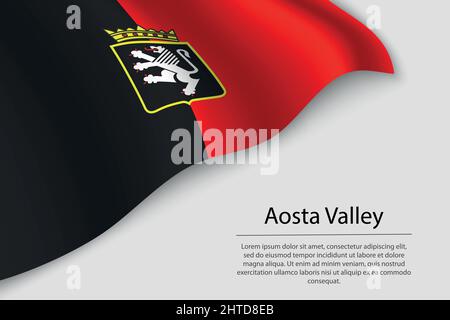 Drapeau à vagues de la vallée d'Aoste est une région d'Italie. Modèle vectoriel de bannière ou de ruban Illustration de Vecteur