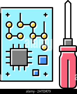 microchip fait une illustration vectorielle d'icône de couleur geek Illustration de Vecteur