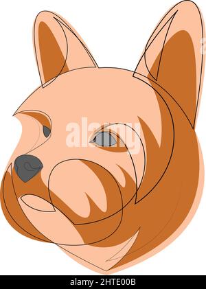 Un seul dessin continu art doodle animal, animal de compagnie, chien, Yorkshire Terrier, doggy. Illustration plate isolée dessiner à la main le contour sur un dos blanc Illustration de Vecteur