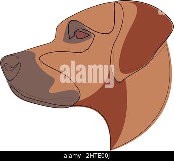 Ligne continue Rhodésie Ridgeback. Illustration vectorielle de style minimaliste d'un chien lion africain à une seule ligne. Portrait. Illustration de Vecteur