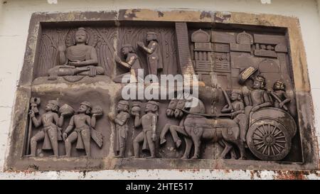 Sculpture dans les grottes d'Udayagiri et de Khandagiri près de la ville de Bhubaneswar à Odisha, en Inde Banque D'Images