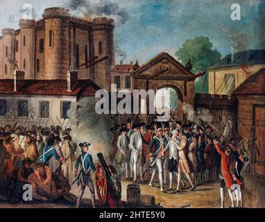 L'arrestation du marquis de Launay à la prise de la Bastille, 14 juillet 1789, huile sur toile, 1789-1794 Banque D'Images