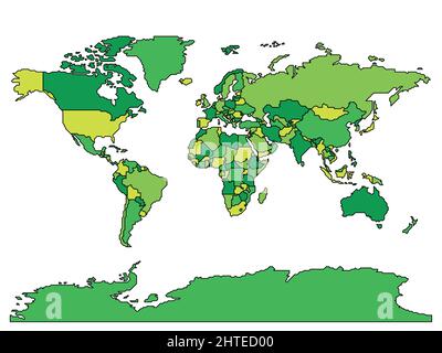 Carte du monde à bordure lisse simplifiée Illustration de Vecteur