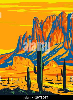Illustration d'un fer plat dans les montagnes Superstition en Arizona Banque D'Images