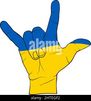 Icône de la liberté de la main à trois doigts. Icône de soutien pour les habitants de Kiev et d'Ukraine. Gardez la force ensemble. Symbole patriotique, icône.-SupplémentalCategories+=Images Illustration de Vecteur