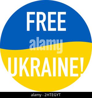 Free Ukraine - lettrage sur l'insigne avec des couleurs nationales. -SupplémentalCategories+=Images Illustration de Vecteur