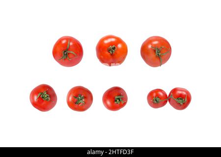 Vue de dessus isolée aux tomates Banque D'Images